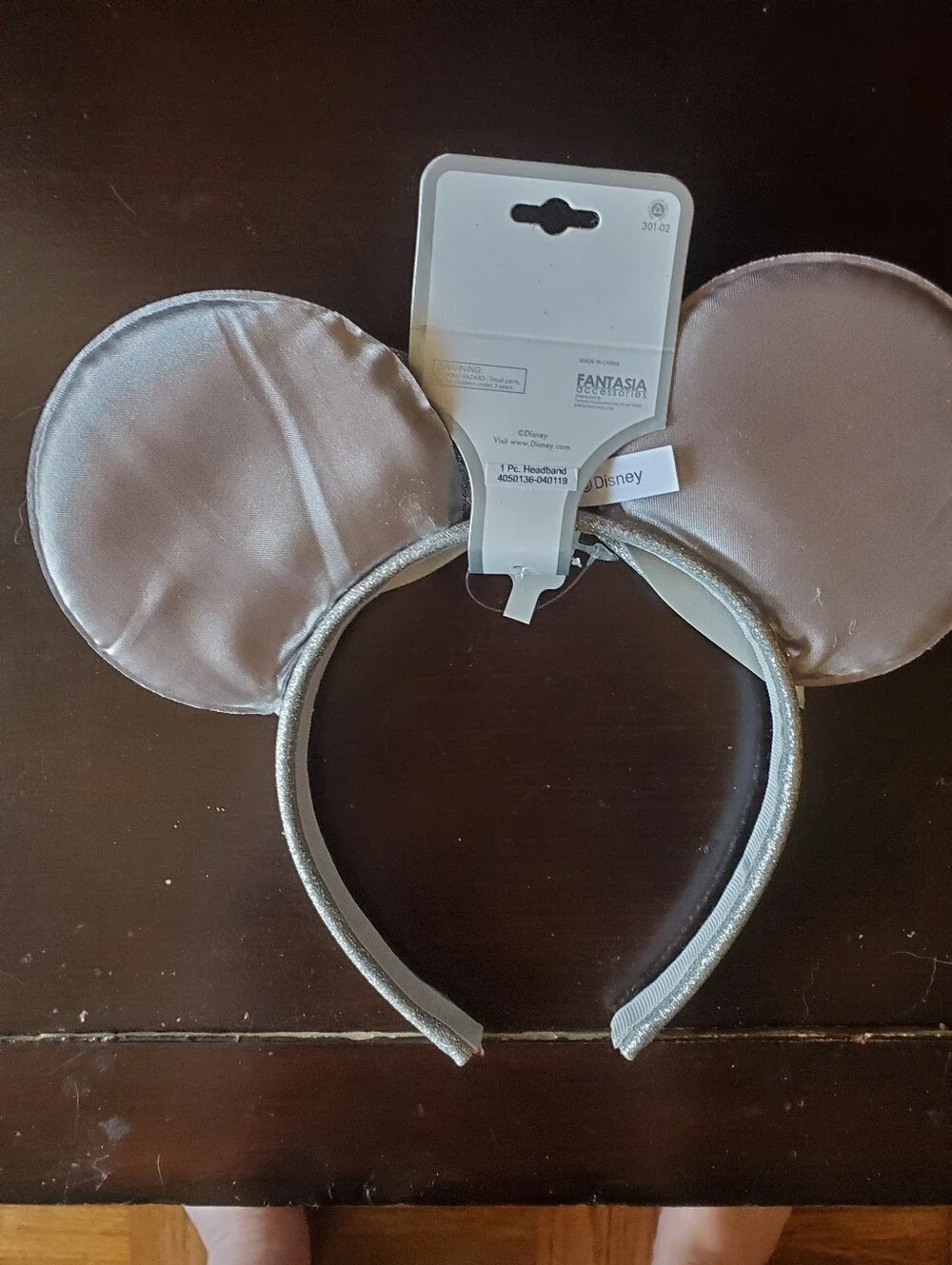 Disney Patriotic Sequin Minnie Ear Headband with Silver Bow